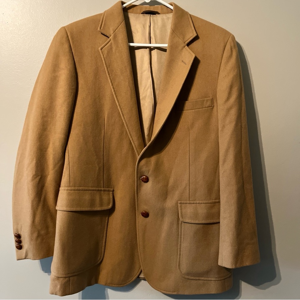 Vintage Imperial By Haggar 100% Wool Men’s Camel Brown Blazer Jacket Size 42